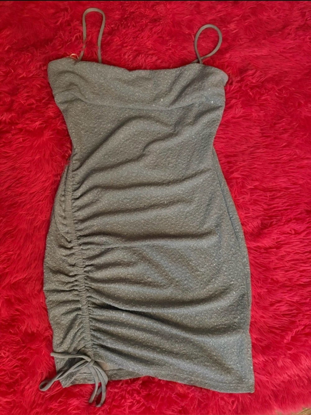 Windsor Silver Sparkle Ruched Mini Dress